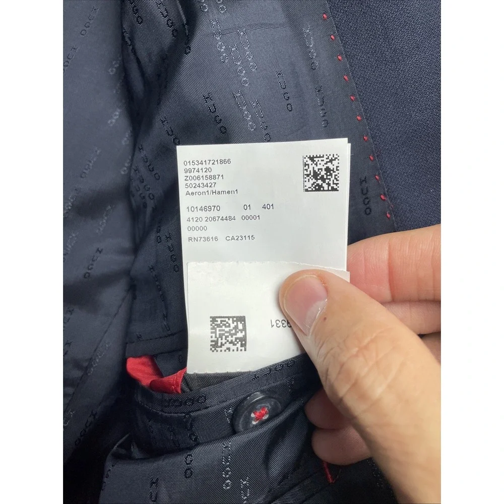 HUGO BOSS Aeron1 Hamen1 36R  Wool Deep Navy Super 130 Blazer Pockets sown